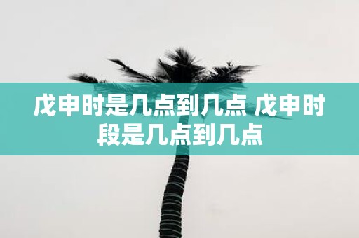 戊申时是几点到几点 戊申时段是几点到几点