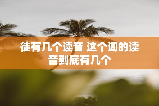 徒有几个读音 这个词的读音到底有几个