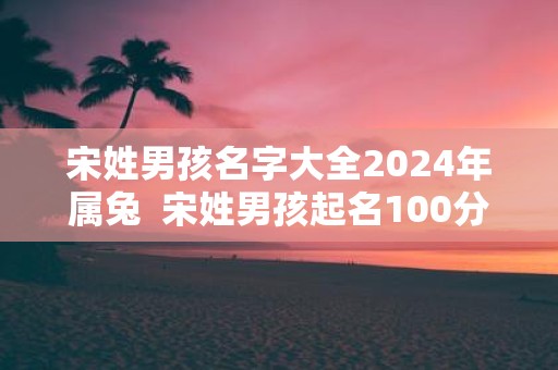 宋姓男孩名字大全2025年属兔 宋姓男孩起名100分的
