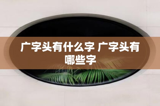广字头有什么字 广字头有哪些字