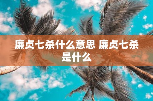 廉贞七杀什么意思 廉贞七杀是什么