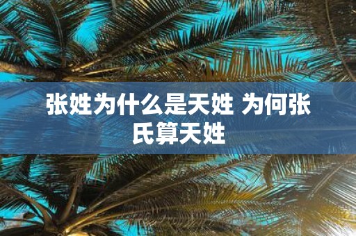张姓为什么是天姓 为何张氏算天姓