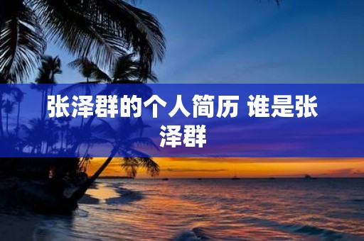 张泽群的个人简历 谁是张泽群
