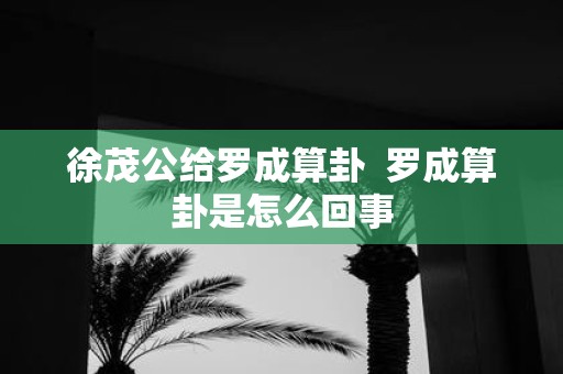徐茂公给罗成算卦 罗成算卦是怎么回事