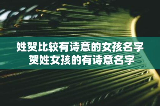 姓贺比较有诗意的女孩名字 贺姓女孩的有诗意名字