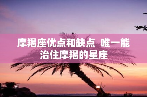 摩羯座优点和缺点 唯一能治住摩羯的星座