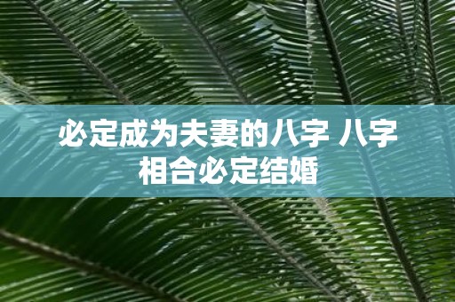 必定成为夫妻的八字 八字相合必定结婚