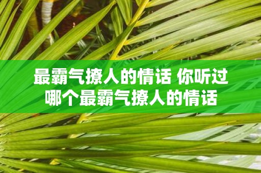 最霸气撩人的情话 你听过哪个最霸气撩人的情话