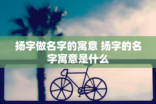 扬字做名字的寓意 扬字的名字寓意是什么