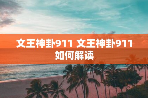 文王神卦911 文王神卦911如何解读