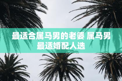 最适合属马男的老婆 属马男最适婚配人选