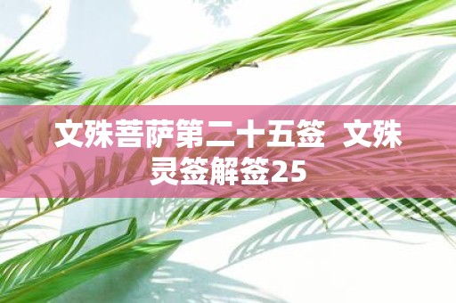 文殊菩萨第二十五签 文殊灵签解签25