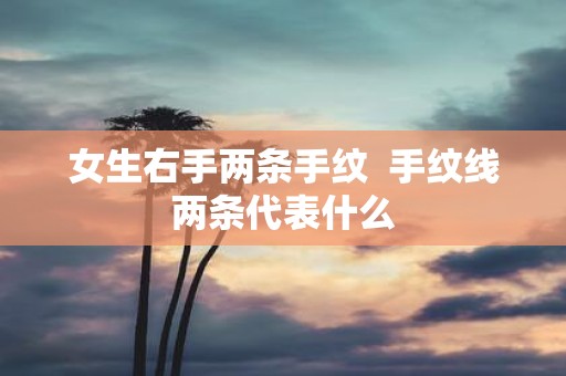 女生右手两条手纹 手纹线两条代表什么