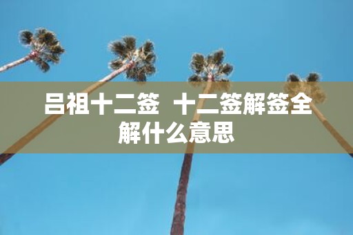 吕祖十二签 十二签解签全解什么意思