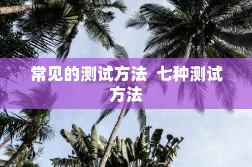 常见的测试方法 七种测试方法