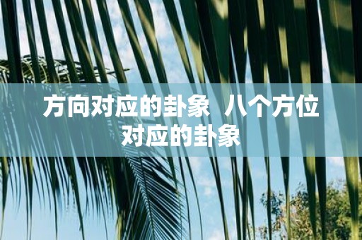 方向对应的卦象 八个方位对应的卦象