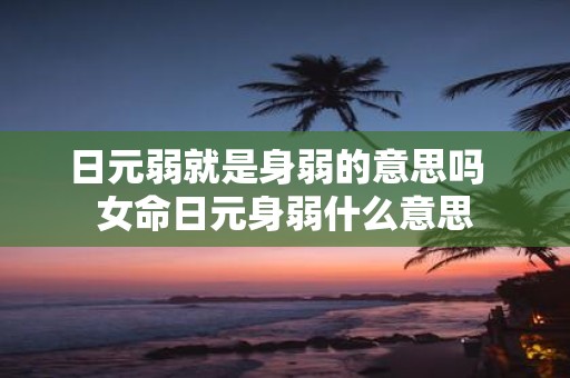 日元弱就是身弱的意思吗 女命日元身弱什么意思