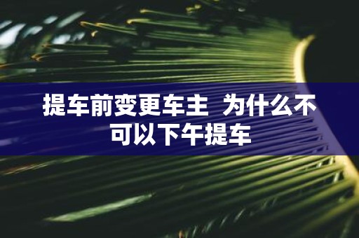 提车前变更车主 为什么不可以下午提车