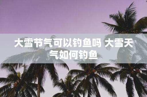 大雪节气可以钓鱼吗 大雪天气如何钓鱼