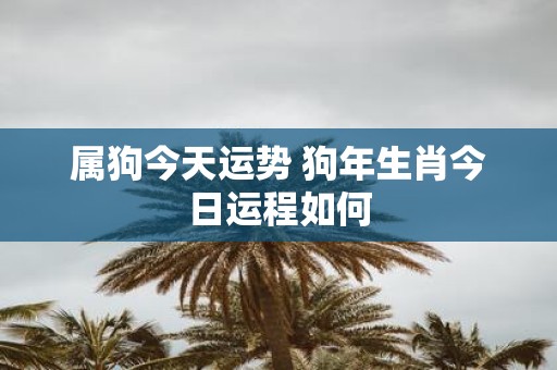 属狗今天运势 狗年生肖今日运程如何