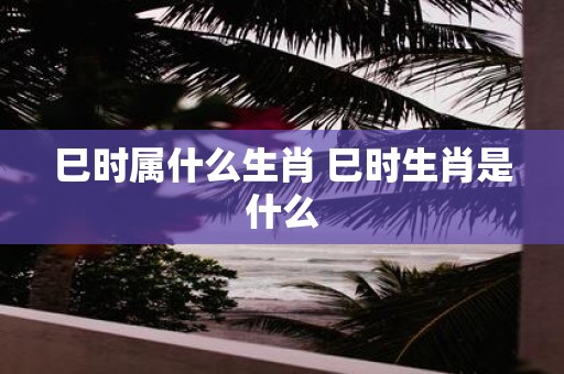 巳时属什么生肖 巳时生肖是什么