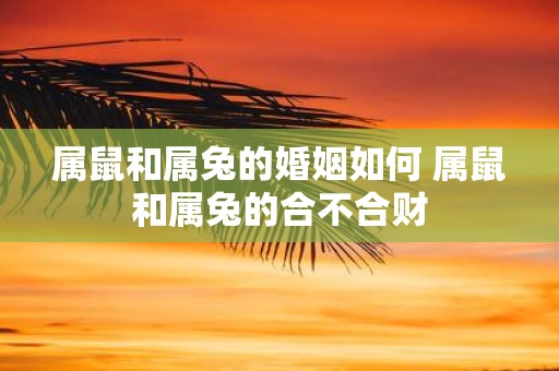 属鼠和属兔的婚姻如何 属鼠和属兔的合不合财