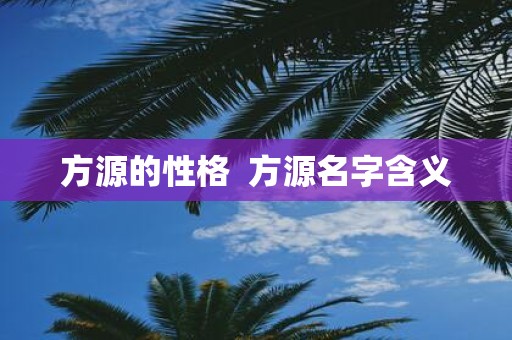 方源的性格 方源名字含义