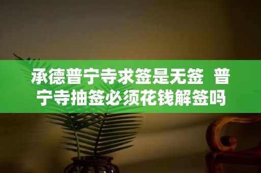 承德普宁寺求签是无签 普宁寺抽签必须花钱解签吗