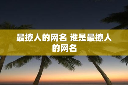 最撩人的网名 谁是最撩人的网名
