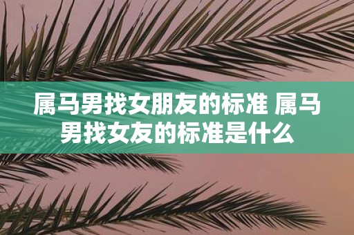 属马男找女朋友的标准 属马男找女友的标准是什么