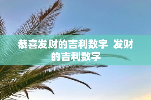 恭喜发财的吉利数字 发财的吉利数字