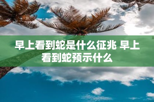 早上看到蛇是什么征兆 早上看到蛇预示什么