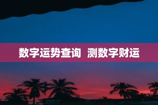 数字运势查询 测数字财运