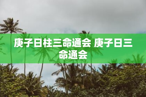 庚子日柱三命通会 庚子日三命通会