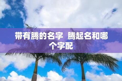 带有腾的名字 腾起名和哪个字配