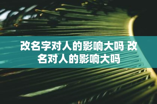 改名字对人的影响大吗 改名对人的影响大吗