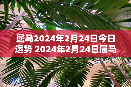属马2025年2月24日今日运势 2025年2月24日属马人运势好吗