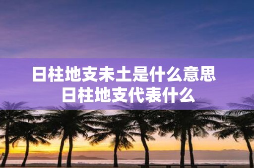 日柱地支未土是什么意思 日柱地支代表什么