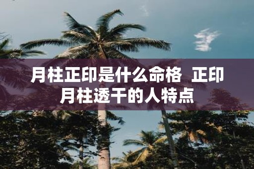 月柱正印是什么命格 正印月柱透干的人特点