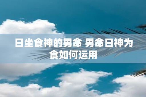 日坐食神的男命 男命日神为食如何运用