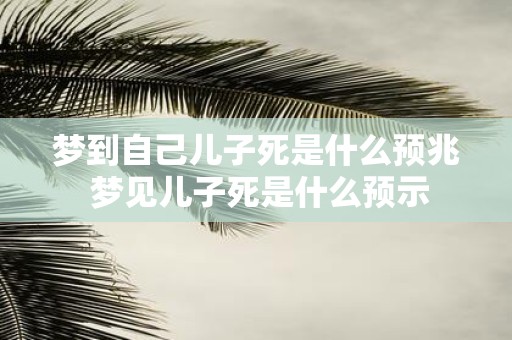 梦到自己儿子死是什么预兆 梦见儿子死是什么预示