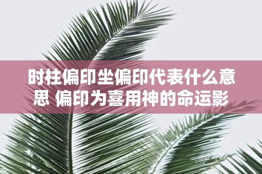 时柱偏印坐偏印代表什么意思 偏印为喜用神的命运影响
