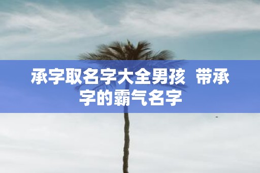 承字取名字大全男孩 带承字的霸气名字