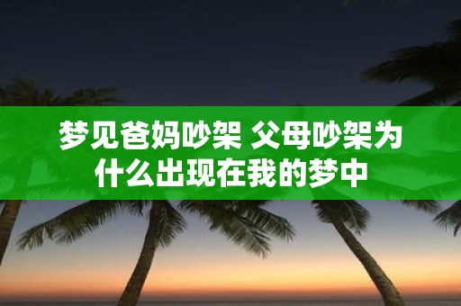 梦见爸妈吵架 父母吵架为什么出现在我的梦中