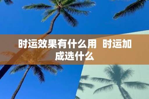 时运效果有什么用 时运加成选什么