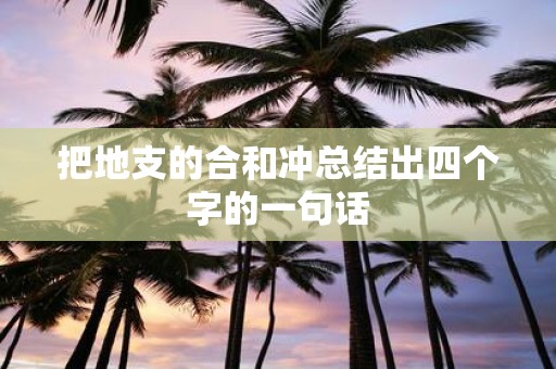 把地支的合和冲总结出四个字的一句话