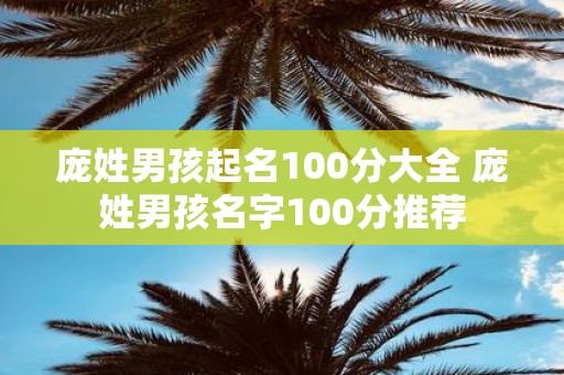 庞姓男孩起名100分大全 庞姓男孩名字100分推荐