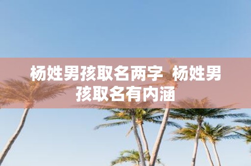 杨姓男孩取名两字 杨姓男孩取名有内涵