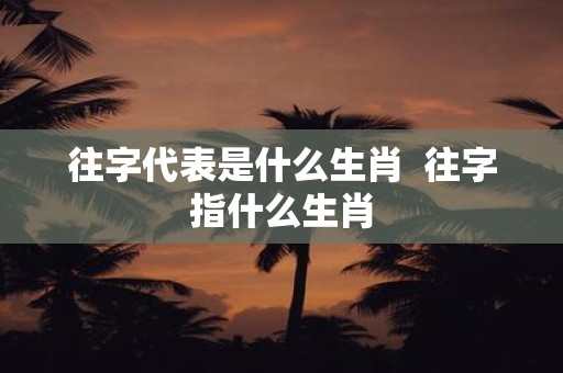 往字代表是什么生肖 往字指什么生肖