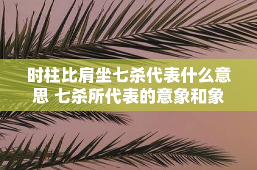 时柱比肩坐七杀代表什么意思 七杀所代表的意象和象征